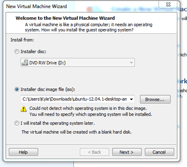 New virtual machine wizard